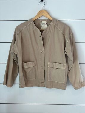 Zara Taupe Utility Button‎ Jacket girls 100%cotton